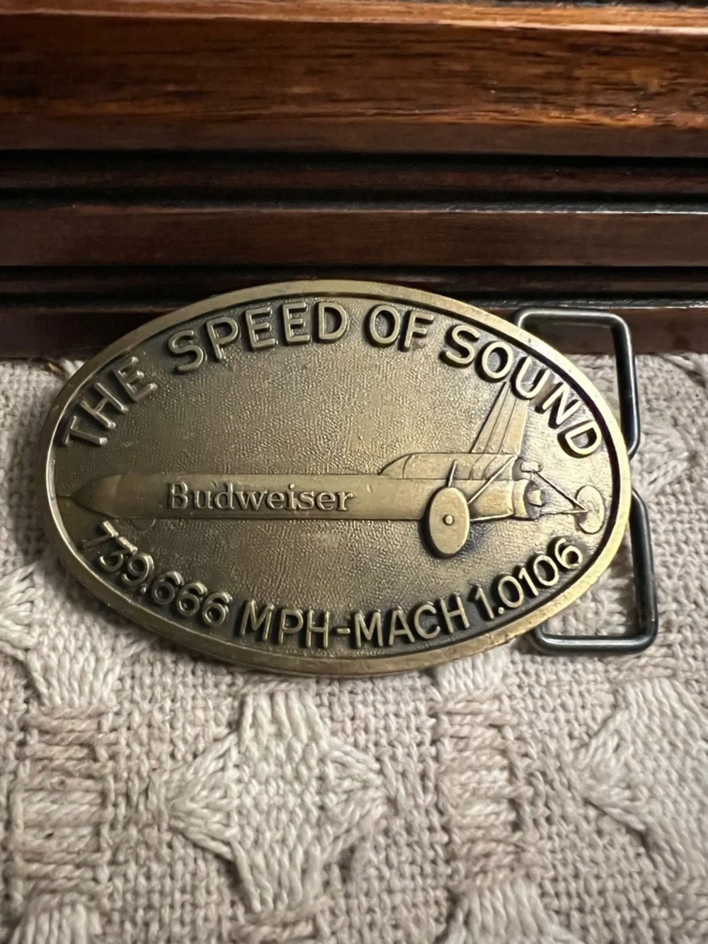 BUDWEISER Vintage 1979‎ Speed of Sound Race Car Record Setting Brass Belt Buckle